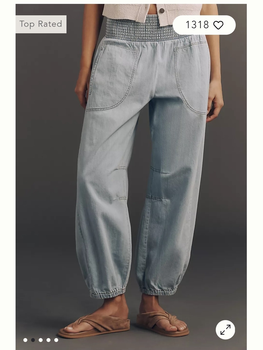 Anthropologie Pilcro Reese Smocked Pull-On Joggers XS NWT - Picture 2 of 11